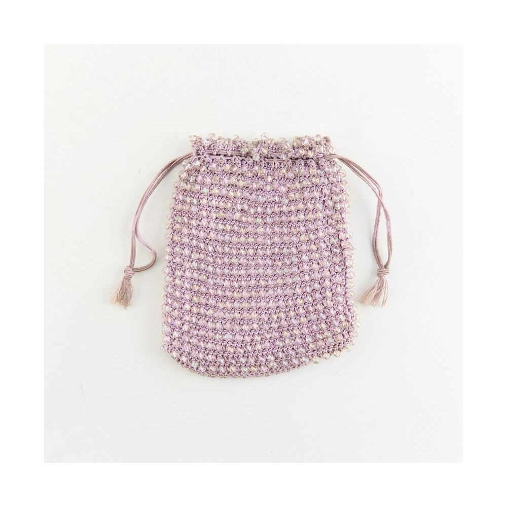 Vintage Purple, Beaded Reticule, Drawstring Purse, Wristlet, Pouch, Bag